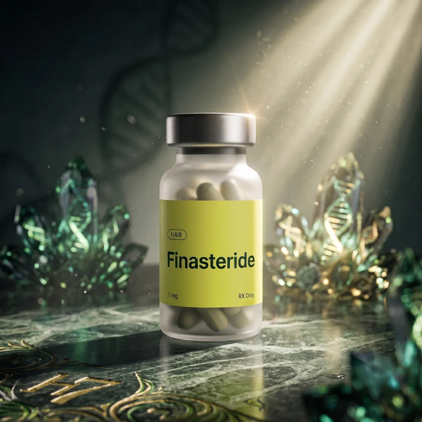 Finasteride 1 mg — bottle, staged shot