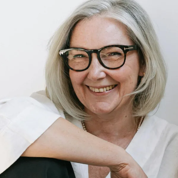 Smiling woman with glasses