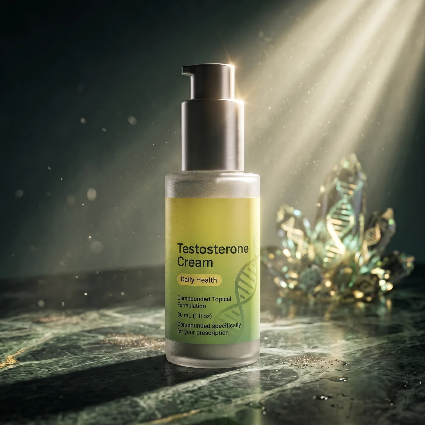 Testosterone Cream — pump bottle, detail shot